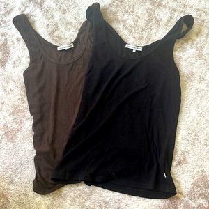 Two James Perse tank tops - black and brown